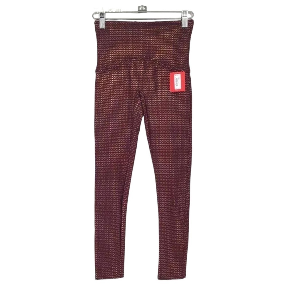 SPANX Active 7/8 Leggings in Wine/Rose Gold Size XS Metallic